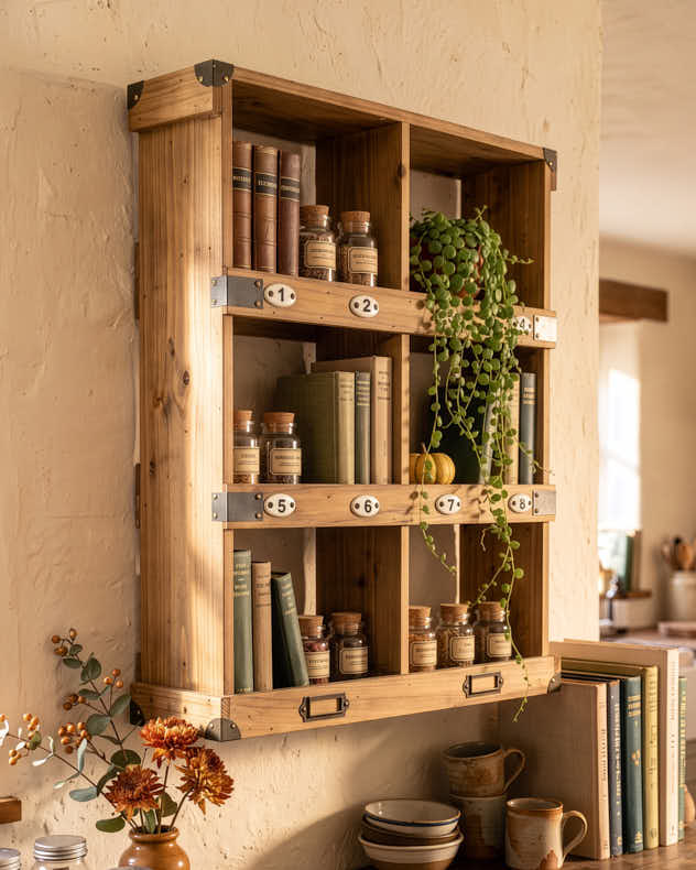 Vertical Wooden Wall Organiser Unit