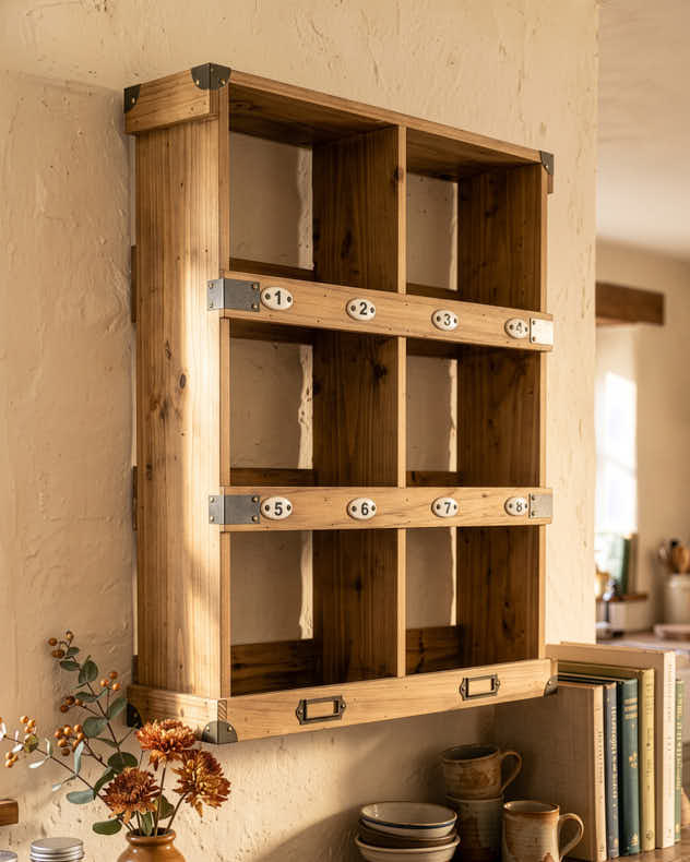 Vertical Wooden Wall Organiser Unit