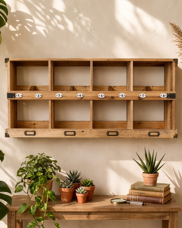 Horizontal Wooden Wall Organiser Unit