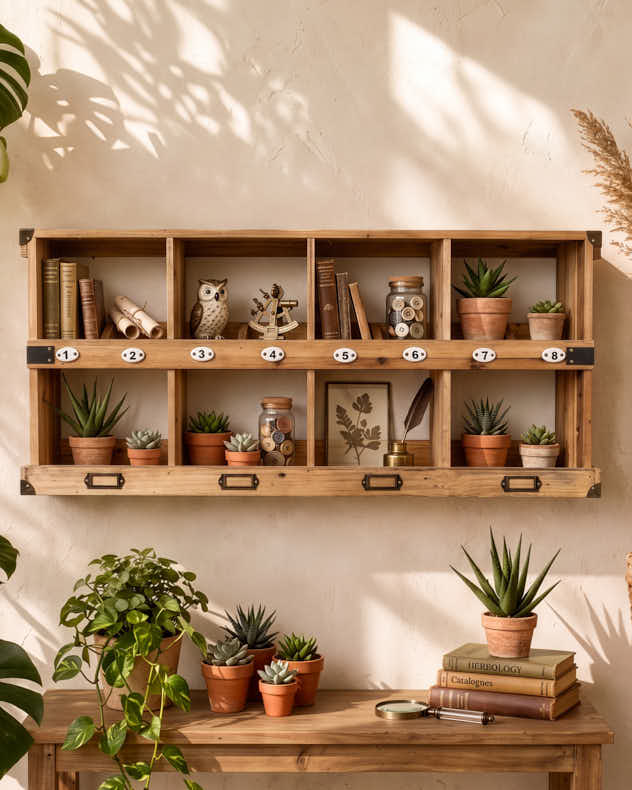 Horizontal Wooden Wall Organiser Unit
