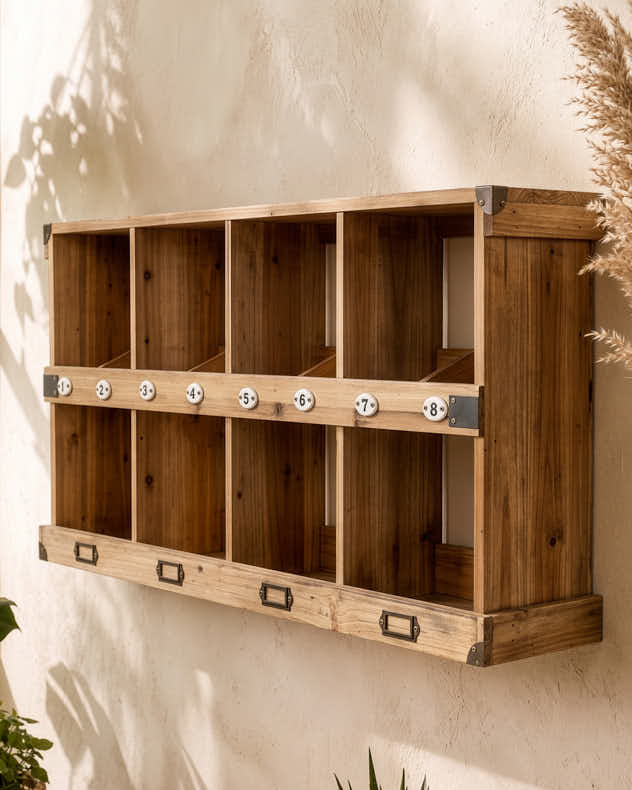 Horizontal Wooden Wall Organiser Unit