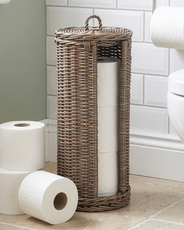 Wicker Round Toilet Roll Holder