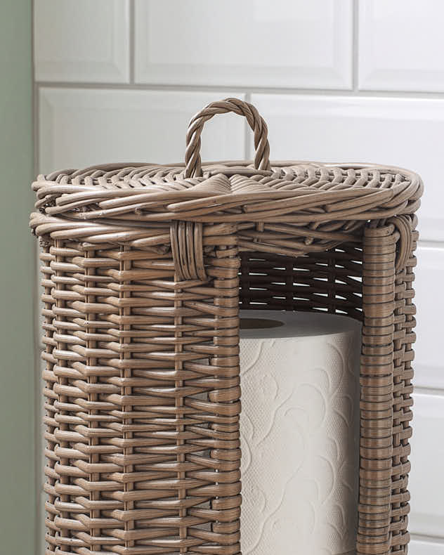 Wicker Round Toilet Roll Holder