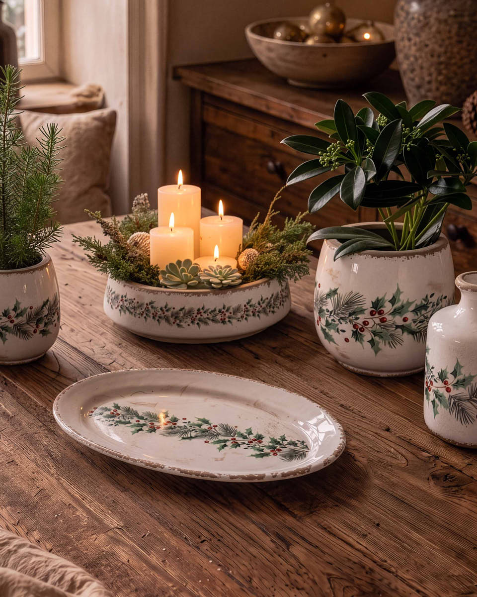 Winter Berry Ceramic Planter Collection