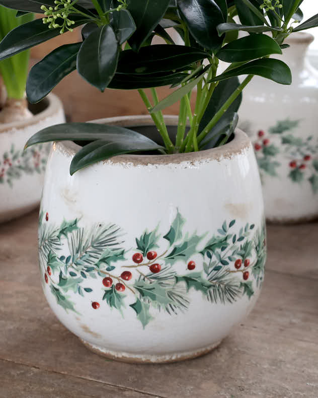 Winter Berry Ceramic Planter Collection