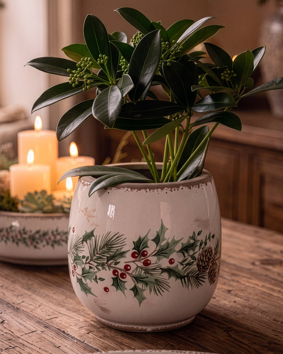Winter Berry Ceramic Planter Collection