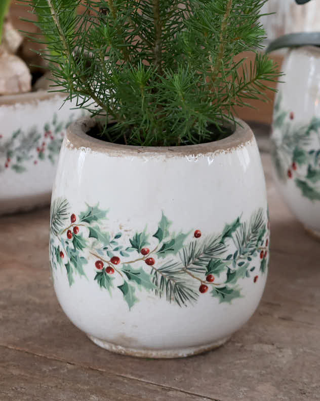 Winter Berry Ceramic Planter Collection