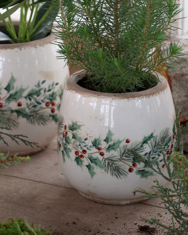 Winter Berry Ceramic Planter Collection