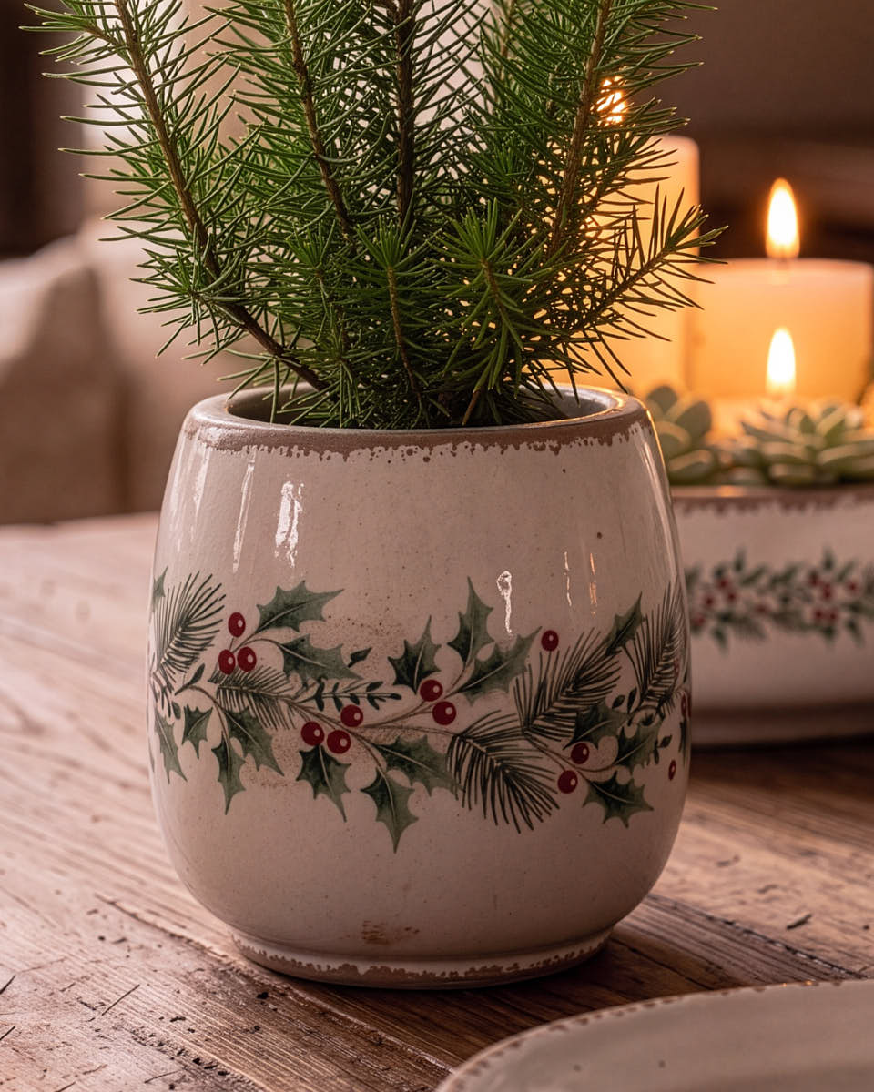 Winter Berry Ceramic Planter Collection