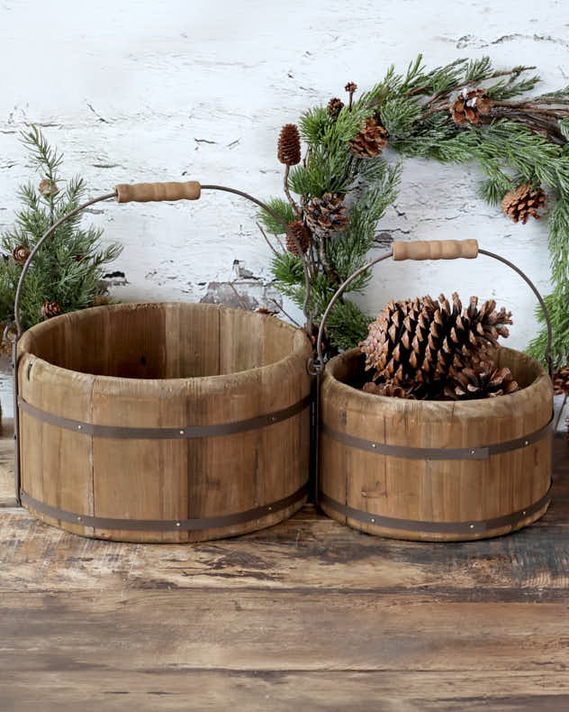 Reclaimed Wood Bucket with Handle