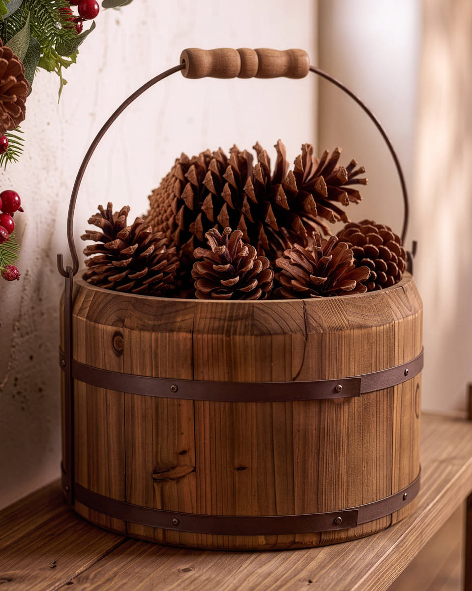 Reclaimed Wood Bucket with Handle