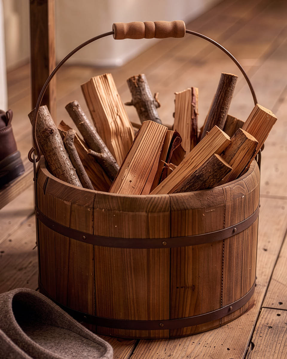 Reclaimed Wood Bucket with Handle
