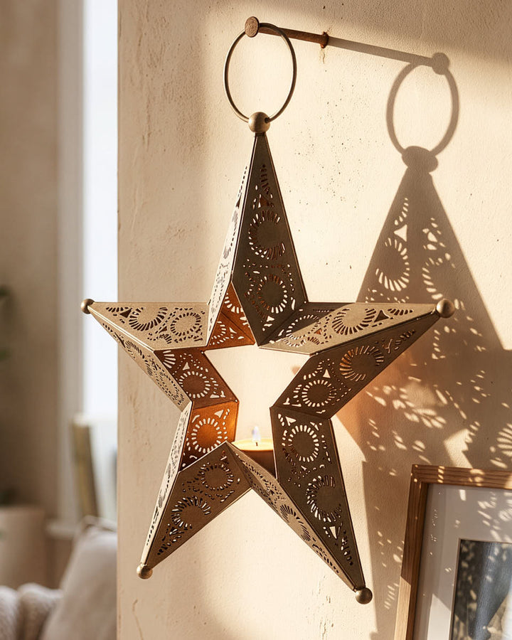 Cut Out Metal Star Lantern