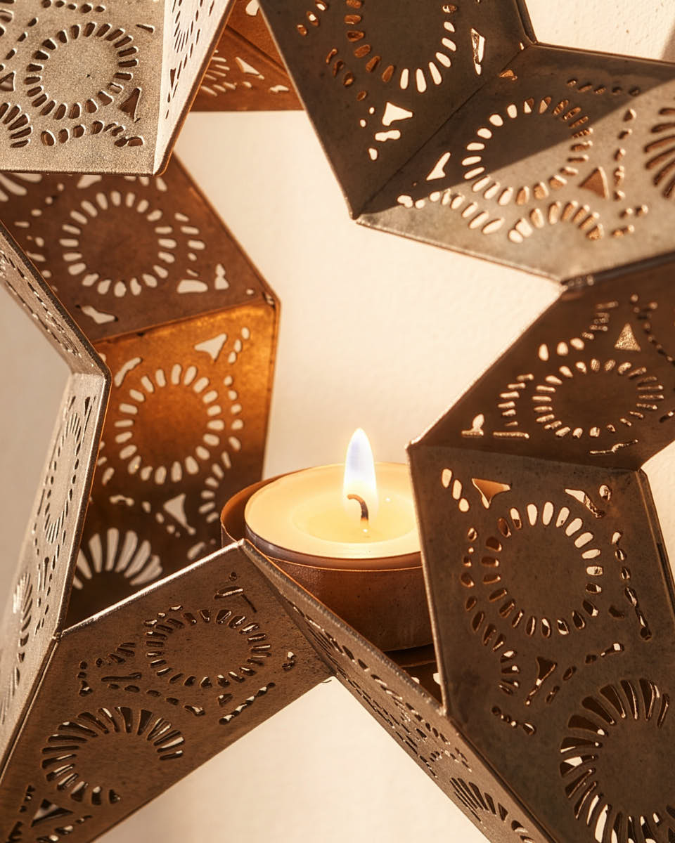 Cut Out Metal Star Lantern