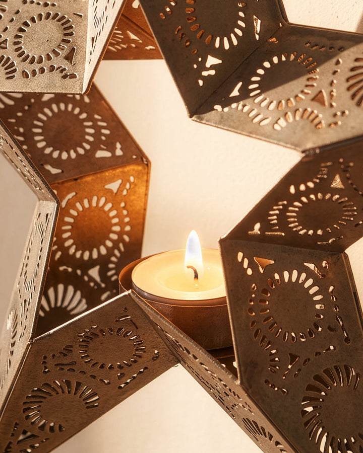 Cut Out Metal Star Lantern
