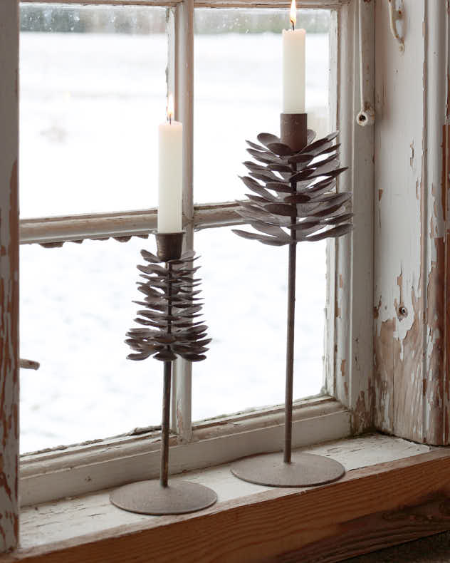 Metal Pine Cone Candle Holders