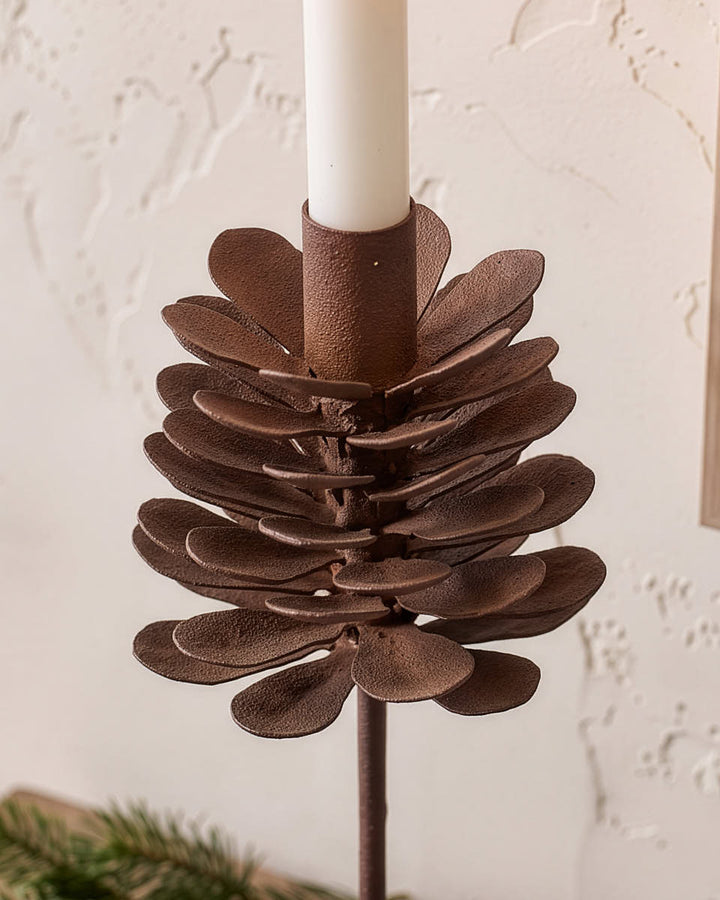 Metal Pine Cone Candle Holders