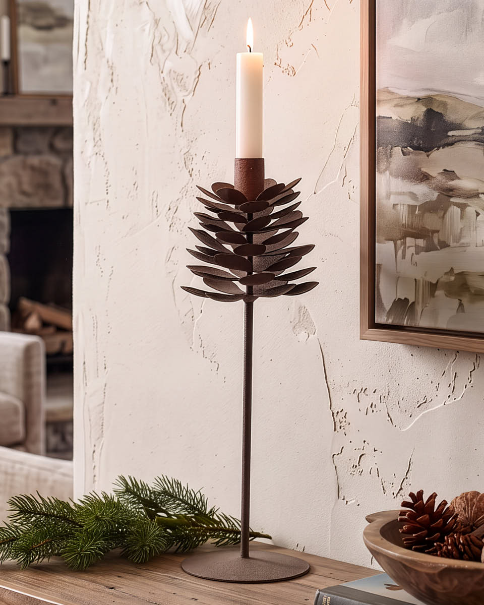 Metal Pine Cone Candle Holders