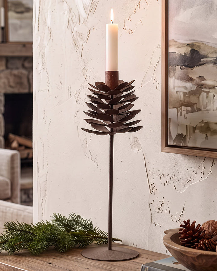 Metal Pine Cone Candle Holders