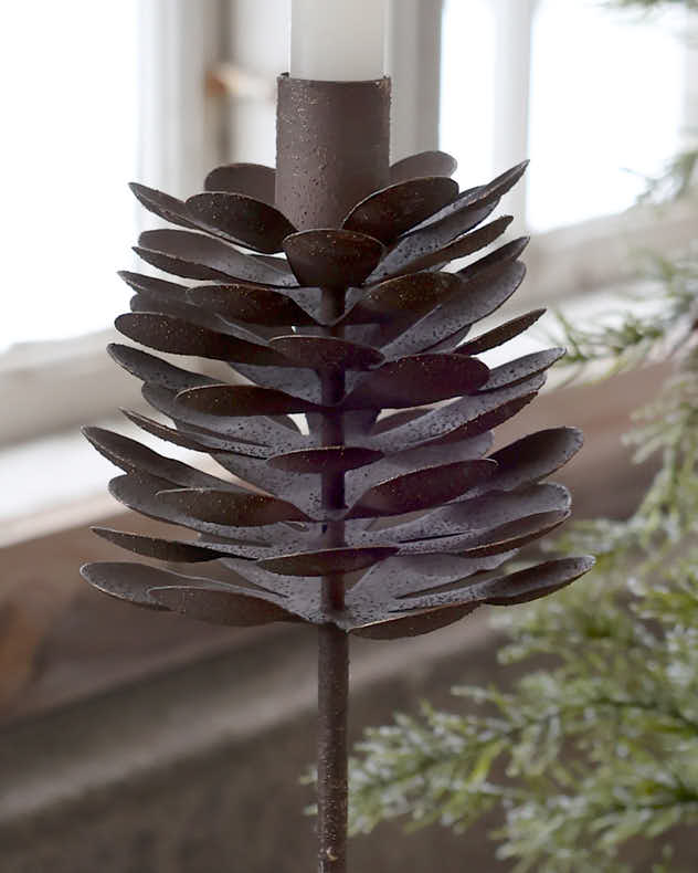 Metal Pine Cone Candle Holders