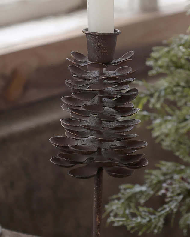 Metal Pine Cone Candle Holders