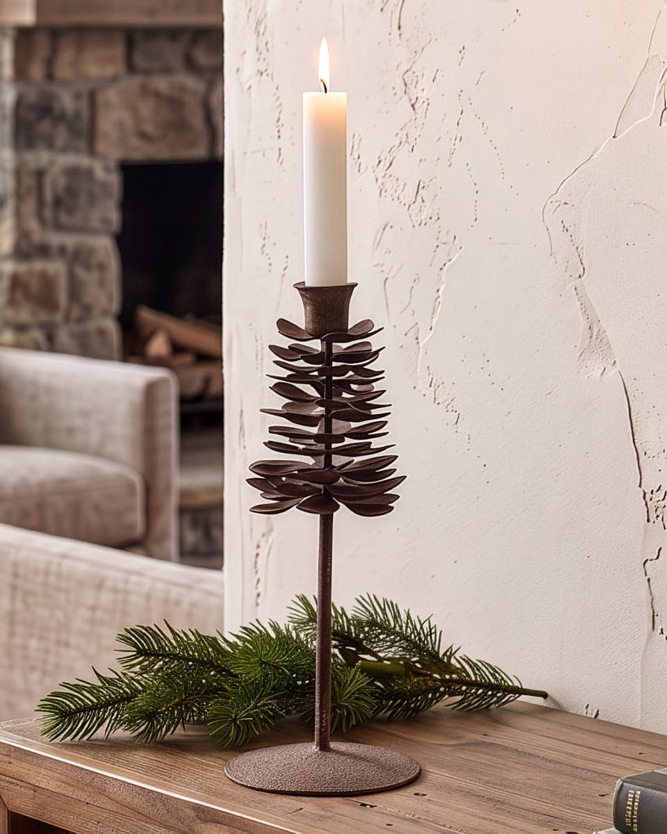 Metal Pine Cone Candle Holders