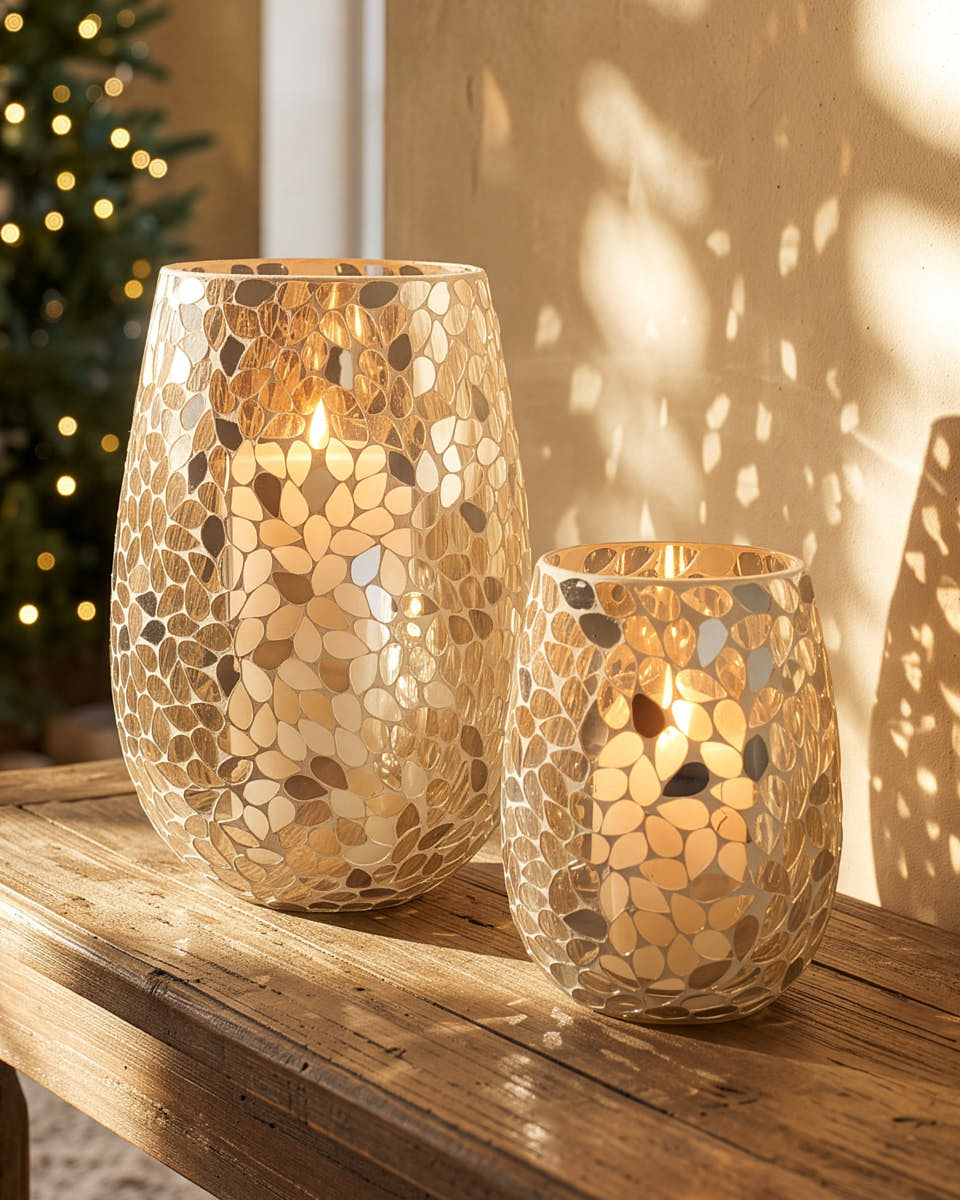Mosaic Glass Candle Holders