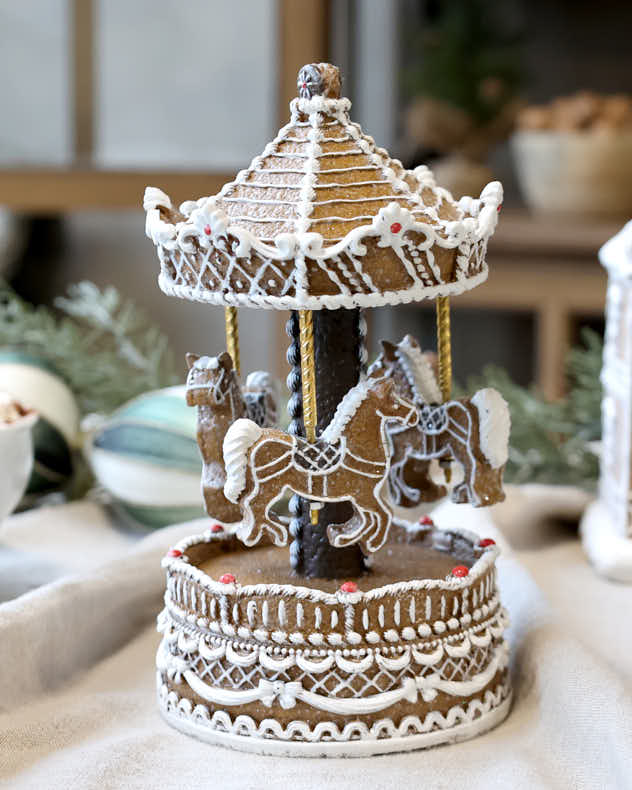 Gingerbread Carousel Tabletop Decoration