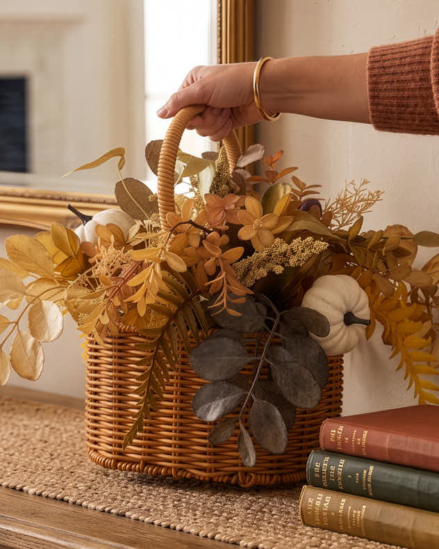 Autumn Floral Basket Arrangement