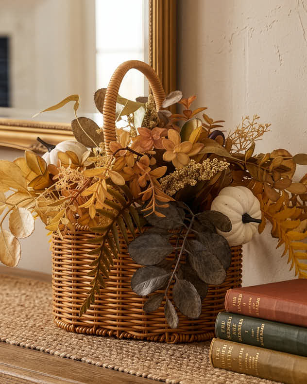 Autumn Floral Basket Arrangement