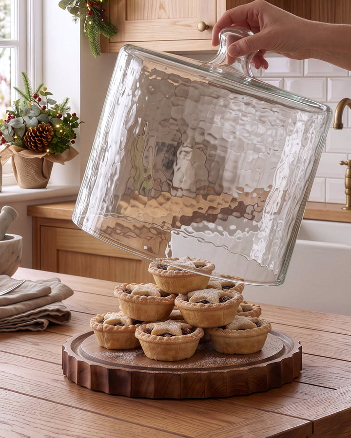Mango Wood Cake Stand with Glass Dome