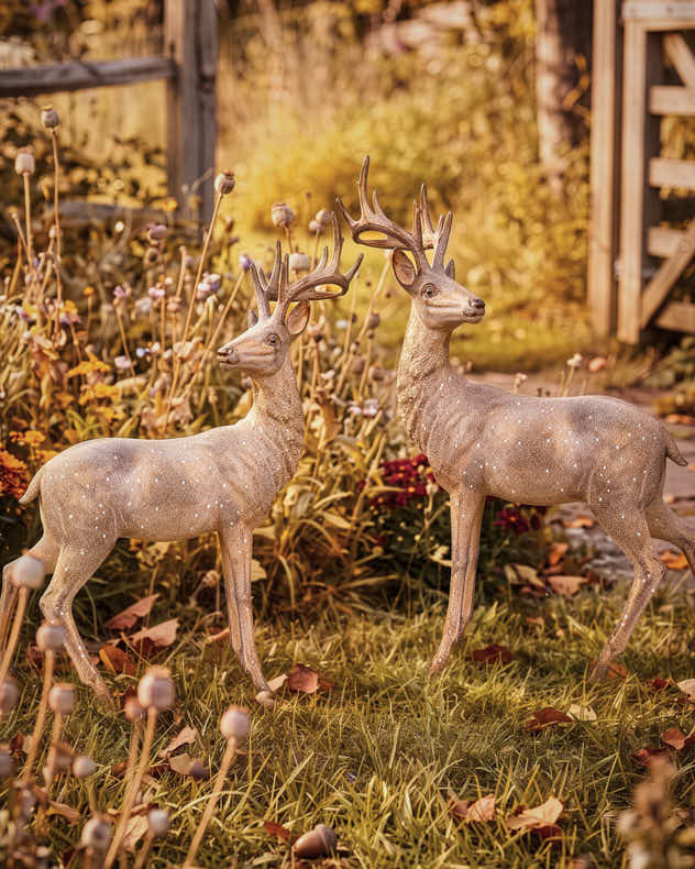 Set of 2 Regal Highland Stag Ornaments