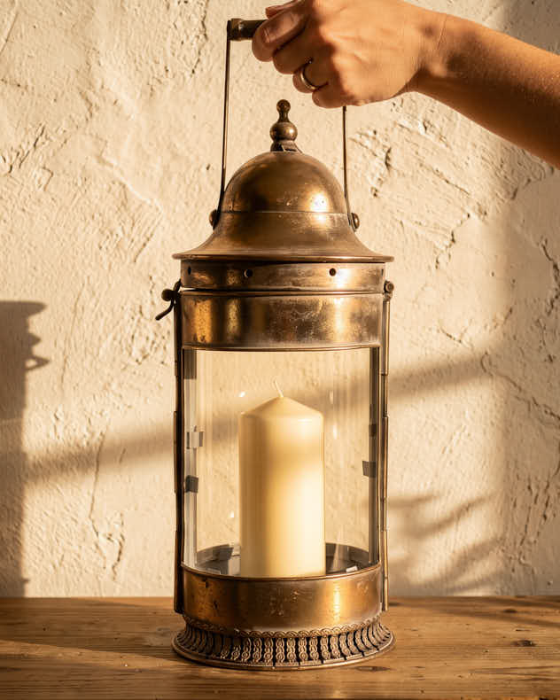Metal Floor Lantern with Handle