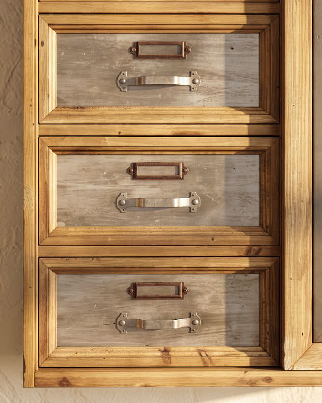 Wooden Wall Unit with Sliding Door