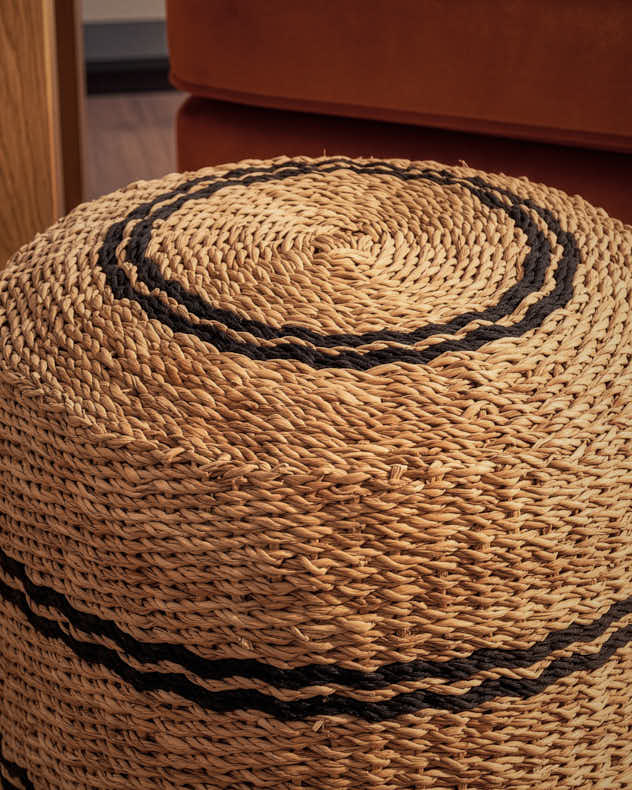 Seagrass Black Stripe Pouffe