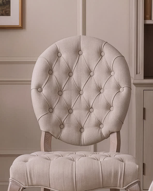 Linen Quilted Button Dining Chair