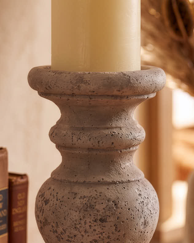 Antiqued Pillar Candle Holder