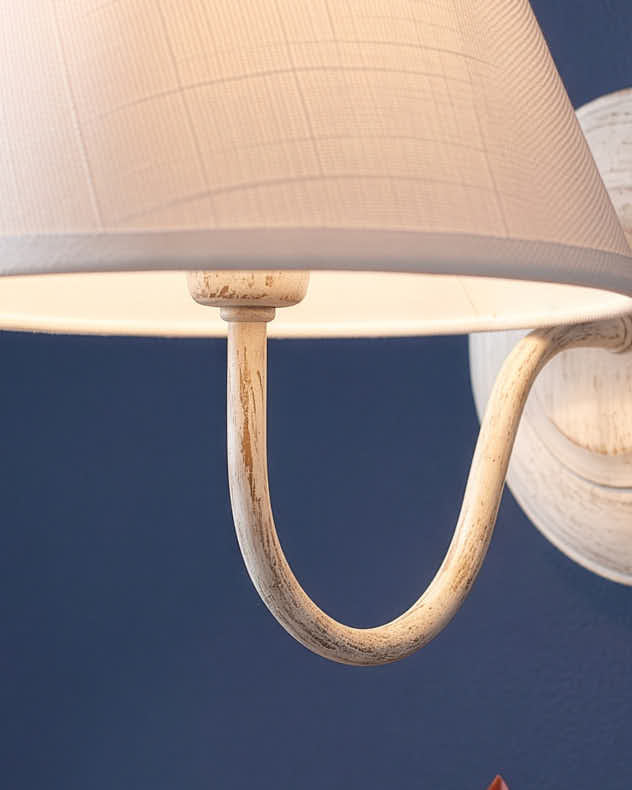 White Washed Wall Light with Linen Shade