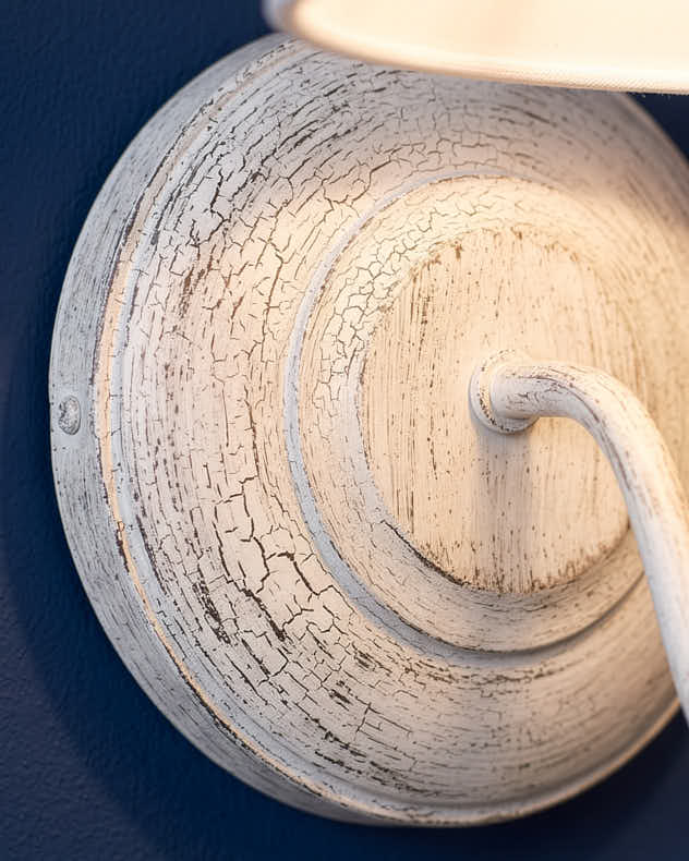 White Washed Wall Light with Linen Shade