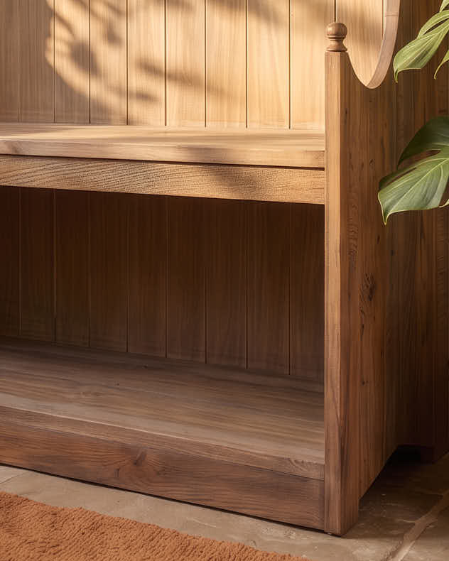 Reclaimed Oak Hallway Bench with Hooks