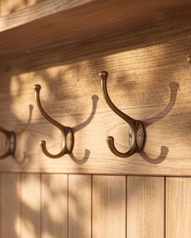 Reclaimed Oak Hallway Bench with Hooks