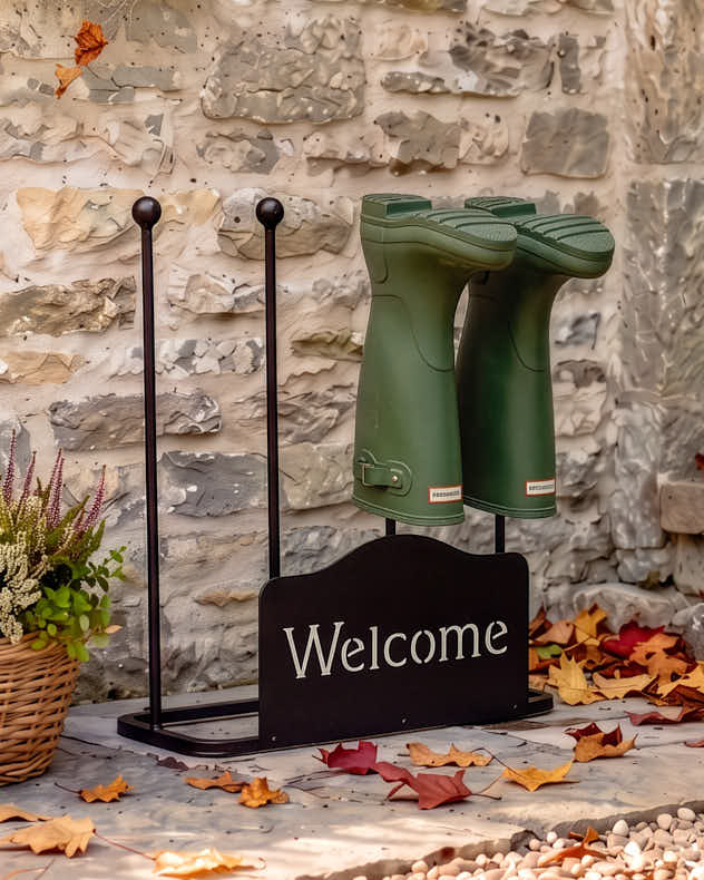 Welcome Plaque Boot Rack