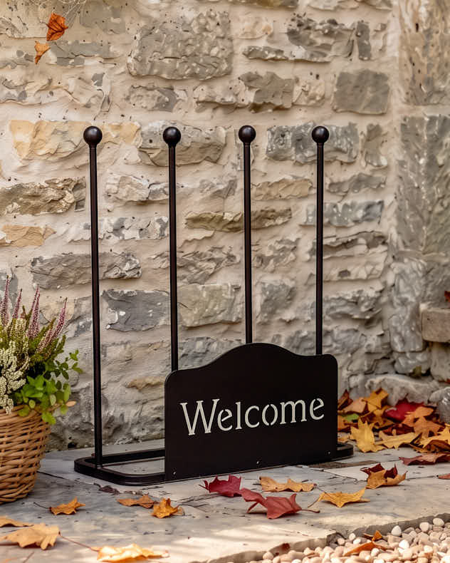 Welcome Plaque Boot Rack