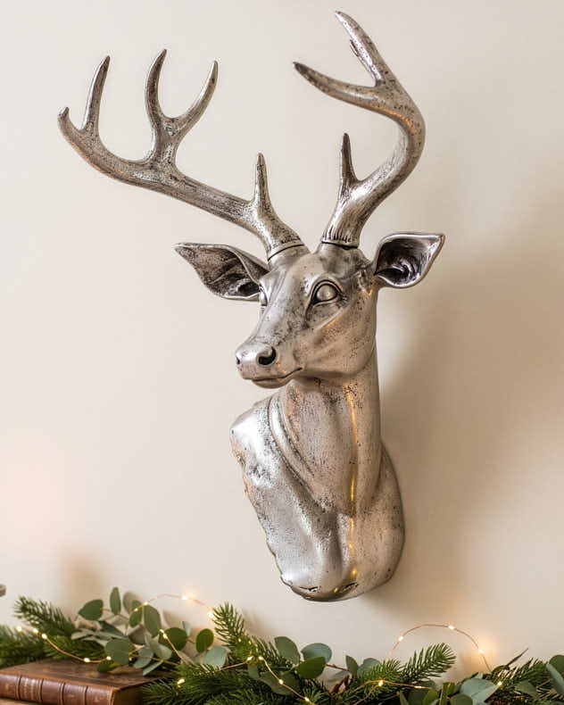 Silver Tabletop Standing Stag Head