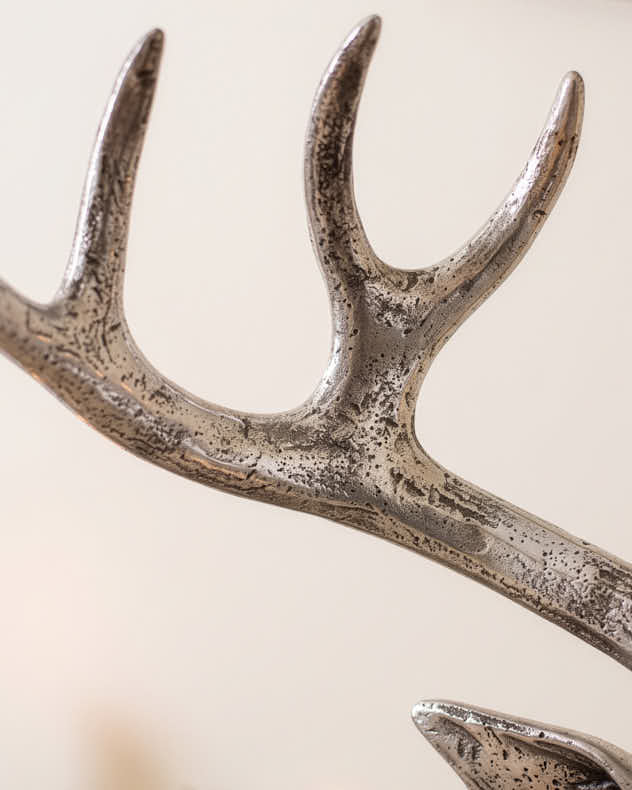 Silver Tabletop Standing Stag Head