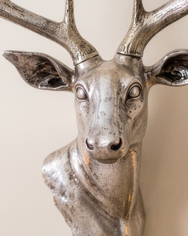 Silver Tabletop Standing Stag Head