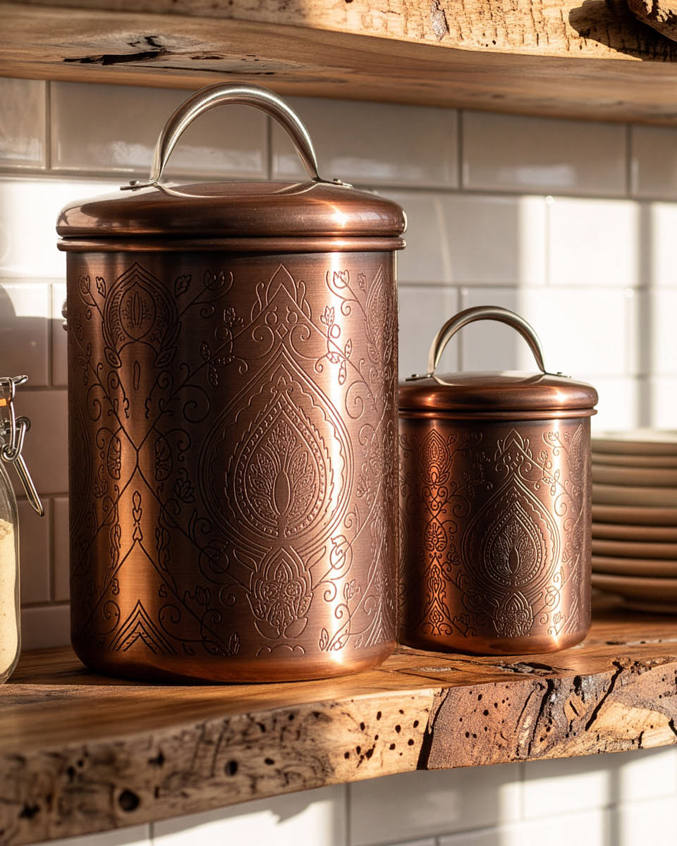 Embossed Copper Storage Canister