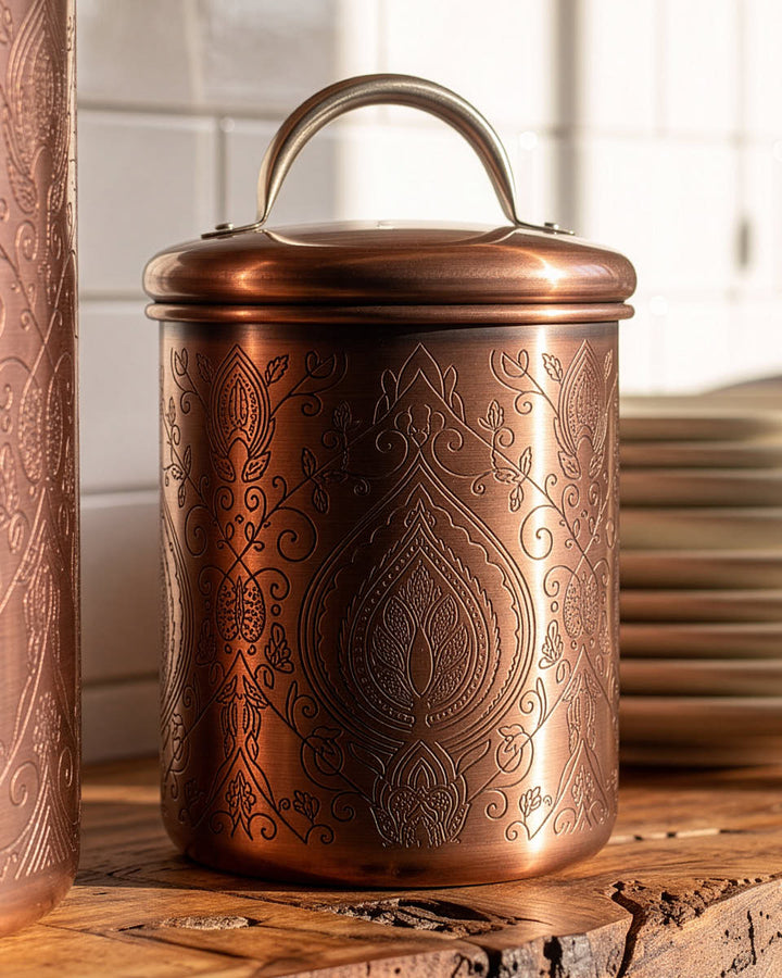 Embossed Copper Storage Canister
