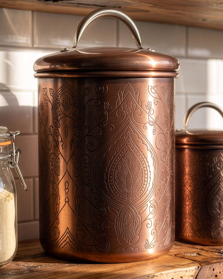 Embossed Copper Storage Canister