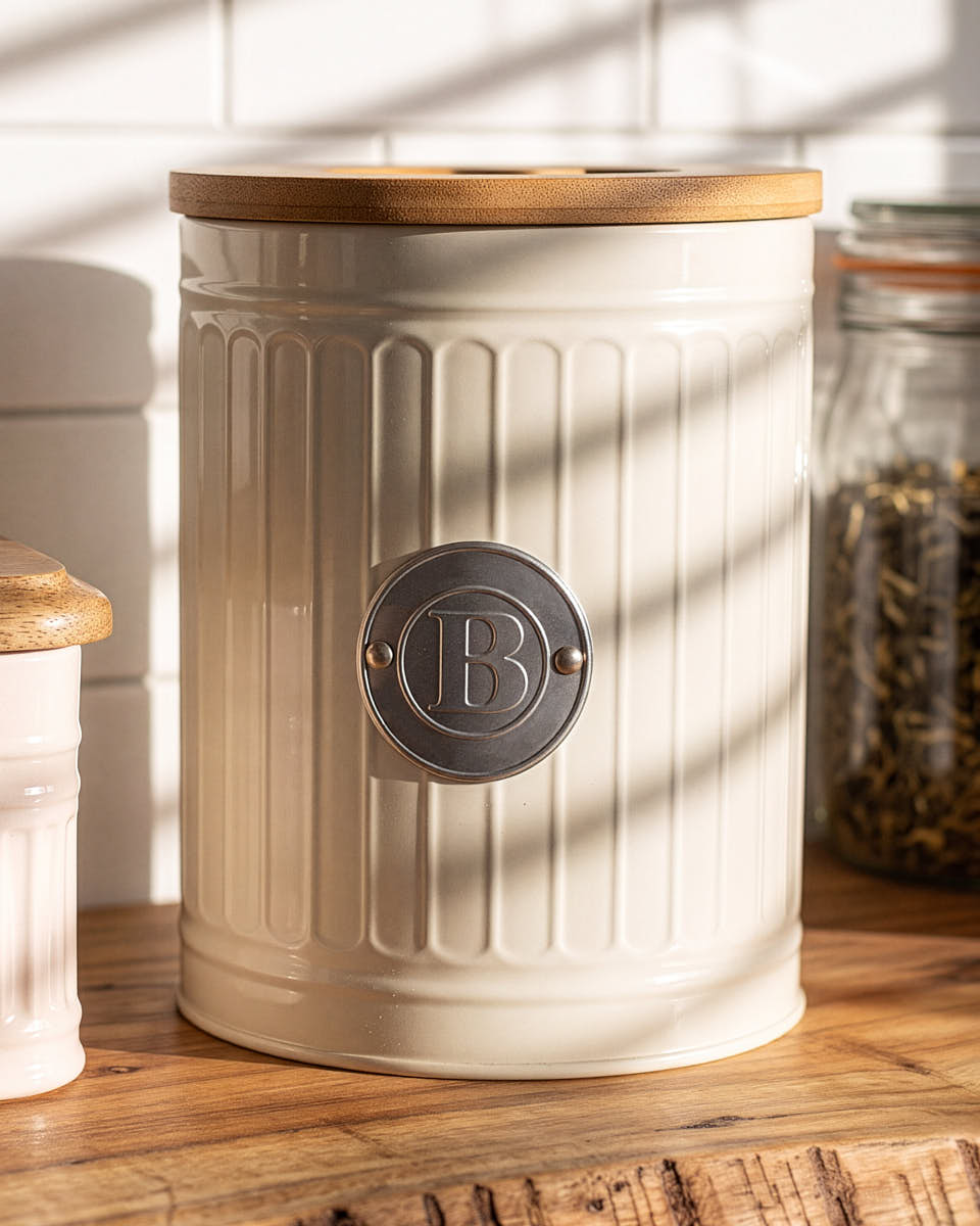 Ribbed Finish Biscuit Tin